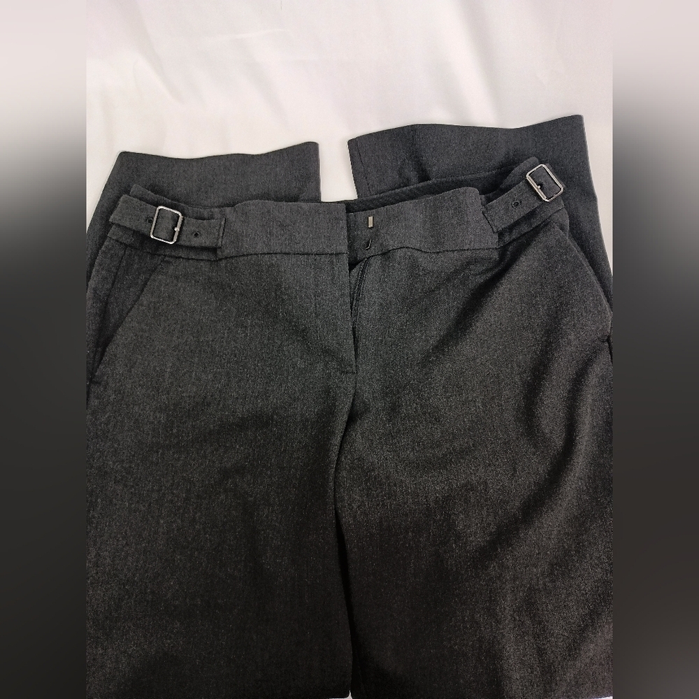 LOFT Julie Gray Trousers with Buckle Detail (#1,330)
